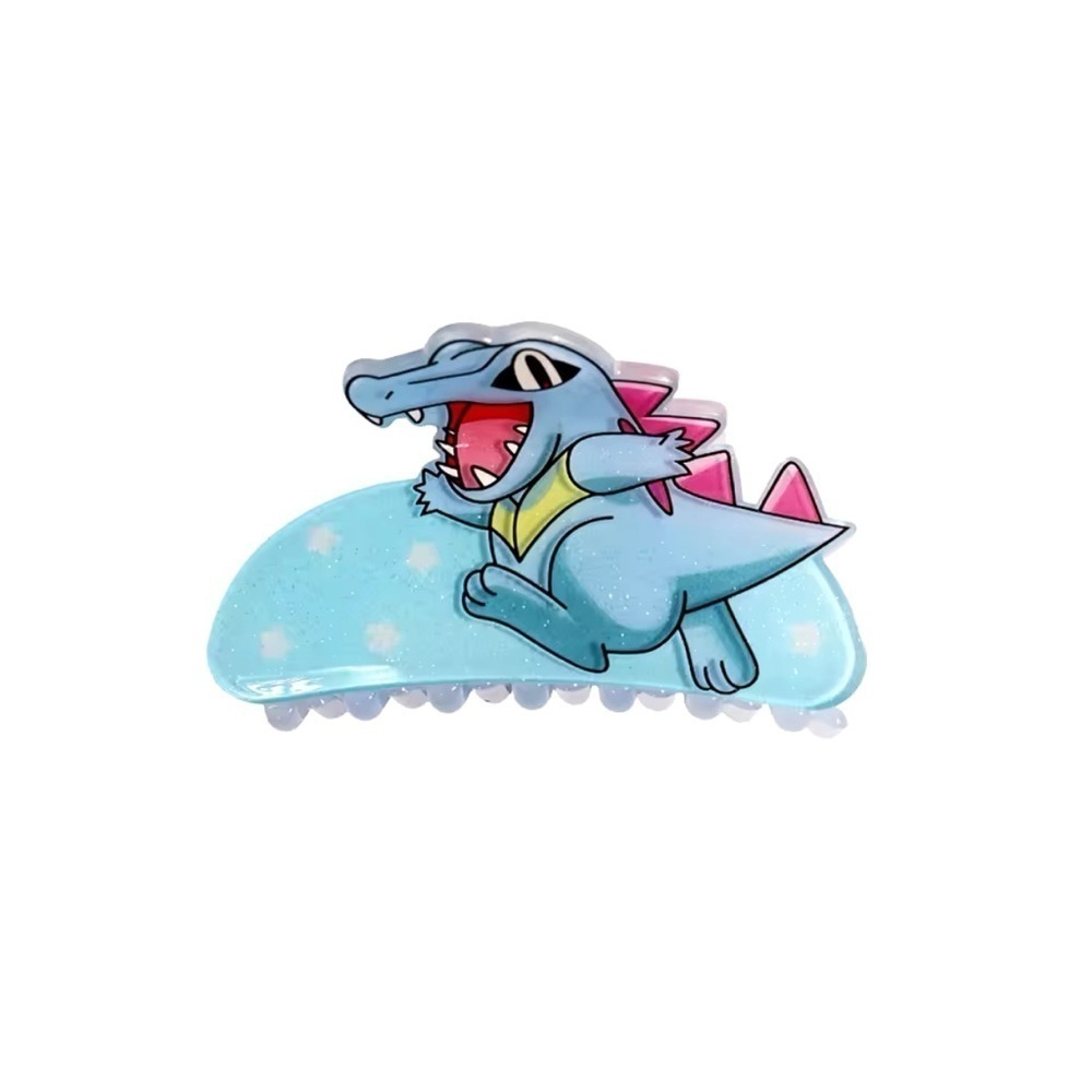 3 For $35 Pokemon Totodile Hair Claw Acrylic Acetate Hair Clip Accessories